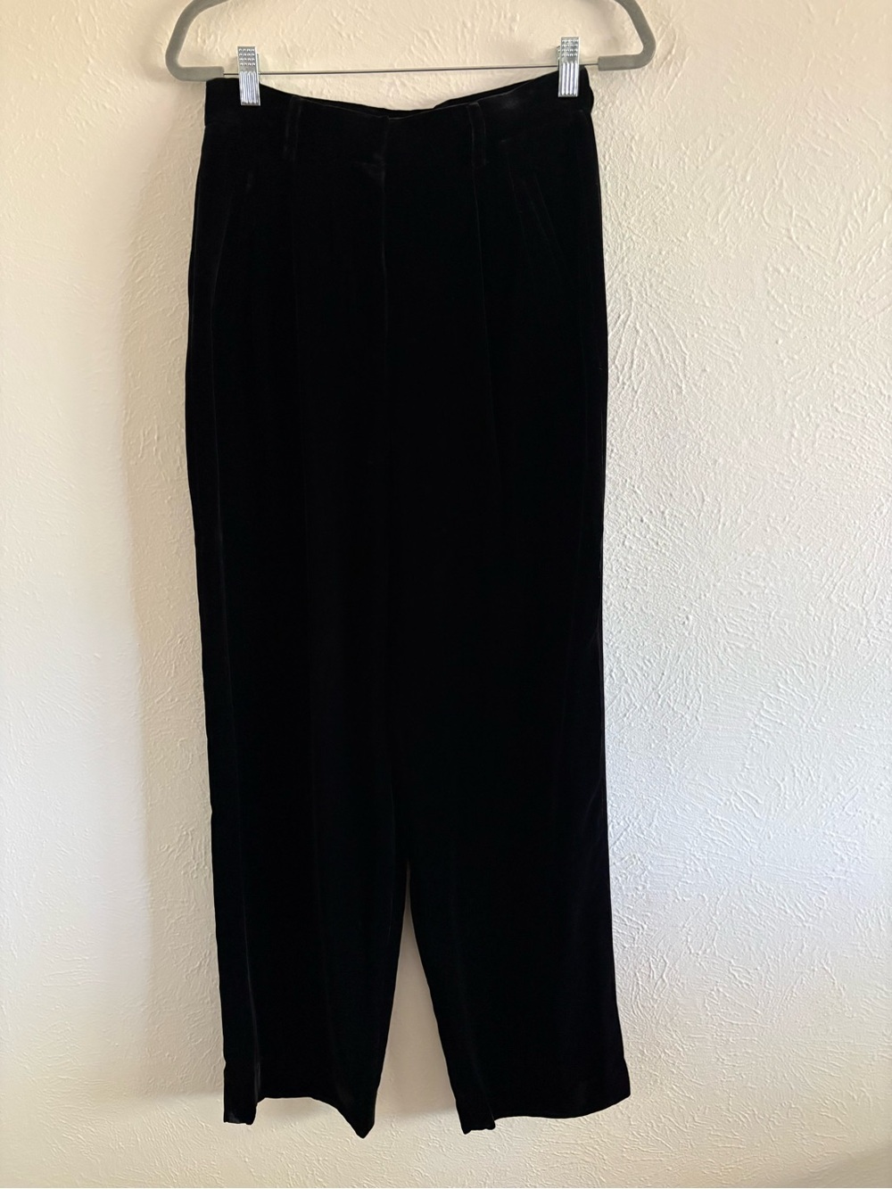 Theory Black Velvet High Waist Wide Leg Trousers Pants Size 6